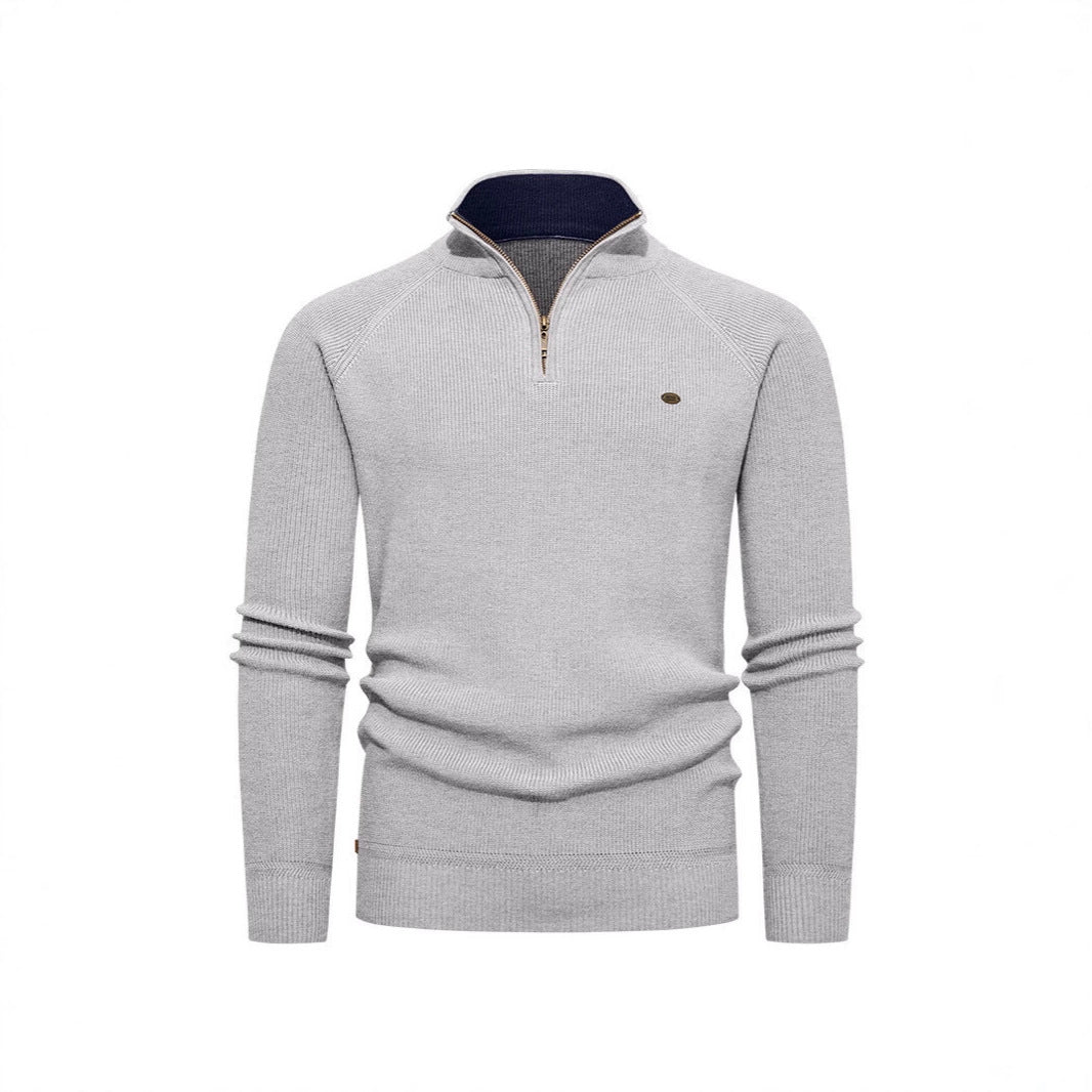 Knitted pullover for men with a high collar and zipper Chic und Stil