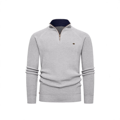 Knitted pullover for men with a high collar and zipper Chic und Stil