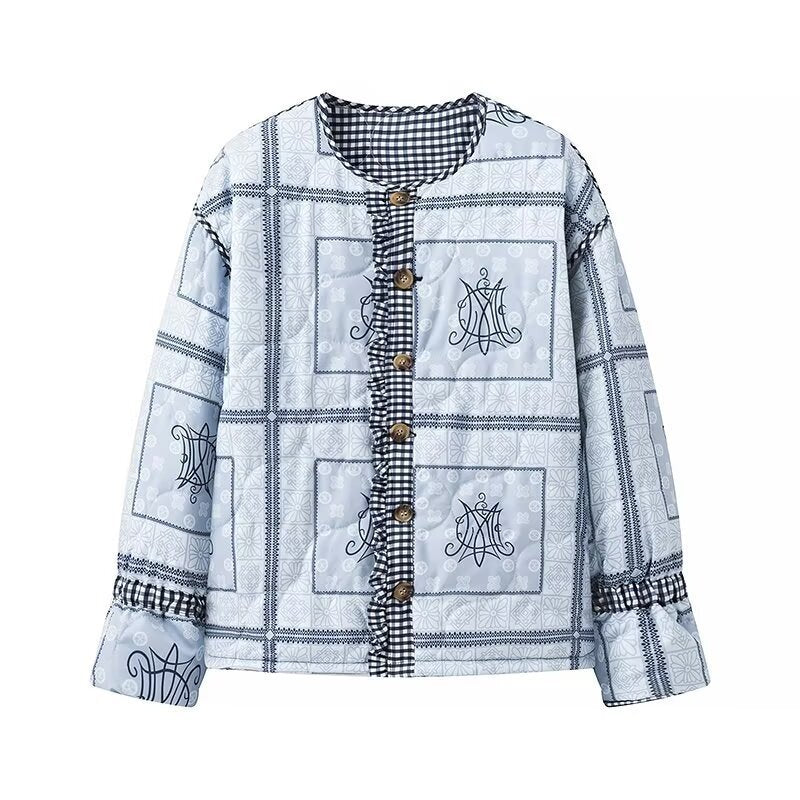 Dame veste matelassée avec des manches froncées et des boutons-pression décoratifs Chic und Stil