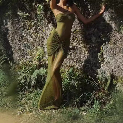 Dames Élégante Robe Maxi avec Haut Transparent et Accents Glamour Chic und Stil