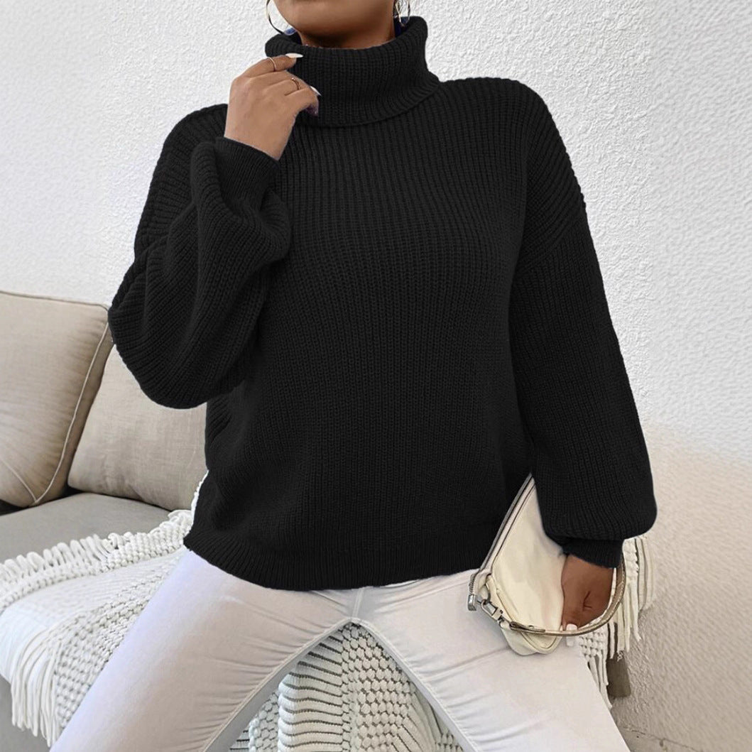 Dames Pull chunky confortable avec col roulé et tricot texturé Chic und Stil