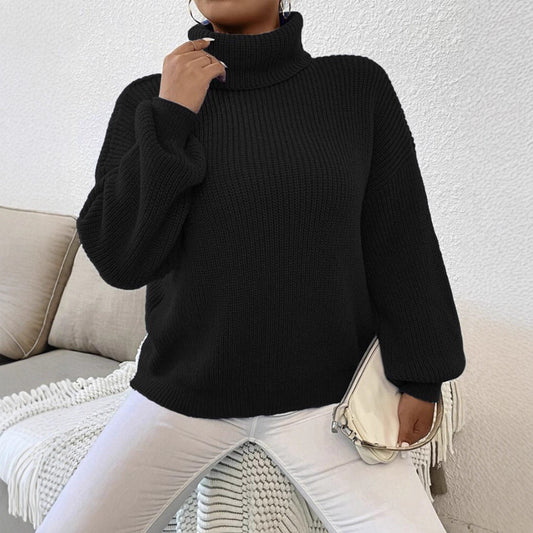 Dames Pull chunky confortable avec col roulé et tricot texturé Chic und Stil
