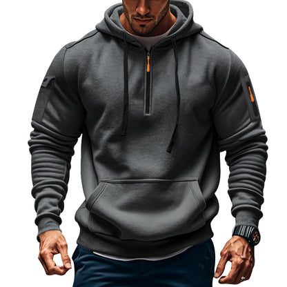 Functional hoodie for men with contrasting zipper and practical pockets Chic and Style
