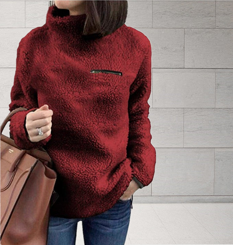 Pull en polaire pour femmes avec col montant et coupe féminine Chic und Stil