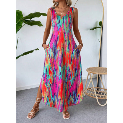 Robe maxi pour femme colorée avec poches latérales Chic und Stil