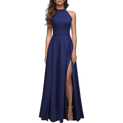 Dames Robe Maxi Élégante avec Fente Haute et Design Sans Manches Chic und Stil