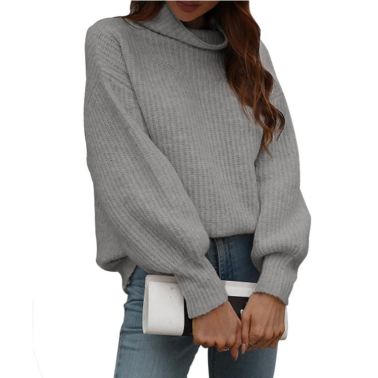 Pull-over en tricot surdimensionné pour femmes avec un design décontracté à col haut Chic und Stil