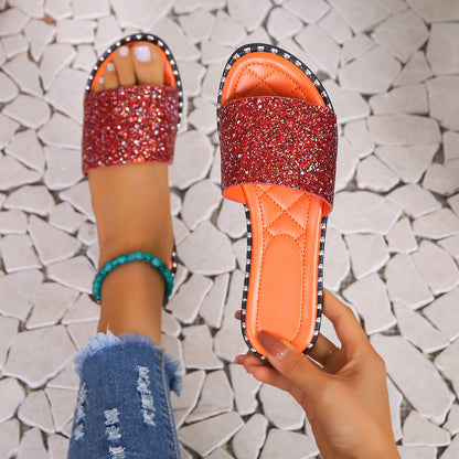 Sandales glissantes en strass glamour pour femmes Chic und Stil