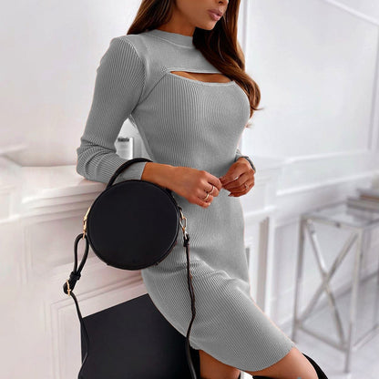 Robe en tricot pour femmes avec fente latérale et découpes tendance Wirbel Chic und Stil