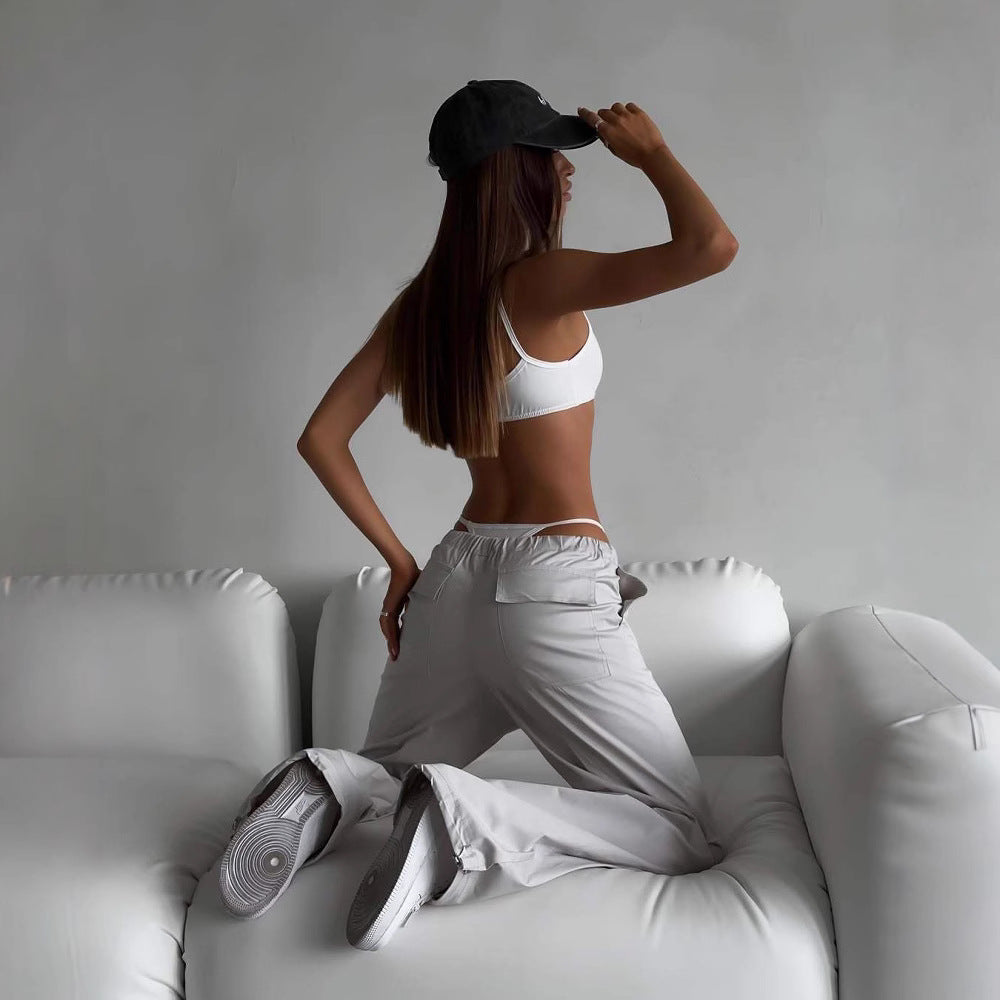 Sport leisure pants for women with elastic waist and practical pockets Chic and Style