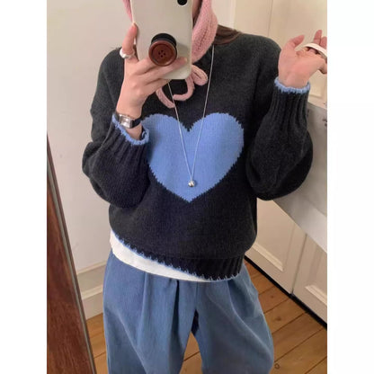 Pull femme tendance avec motif en cœur et coupe décontractée Chic und Stil