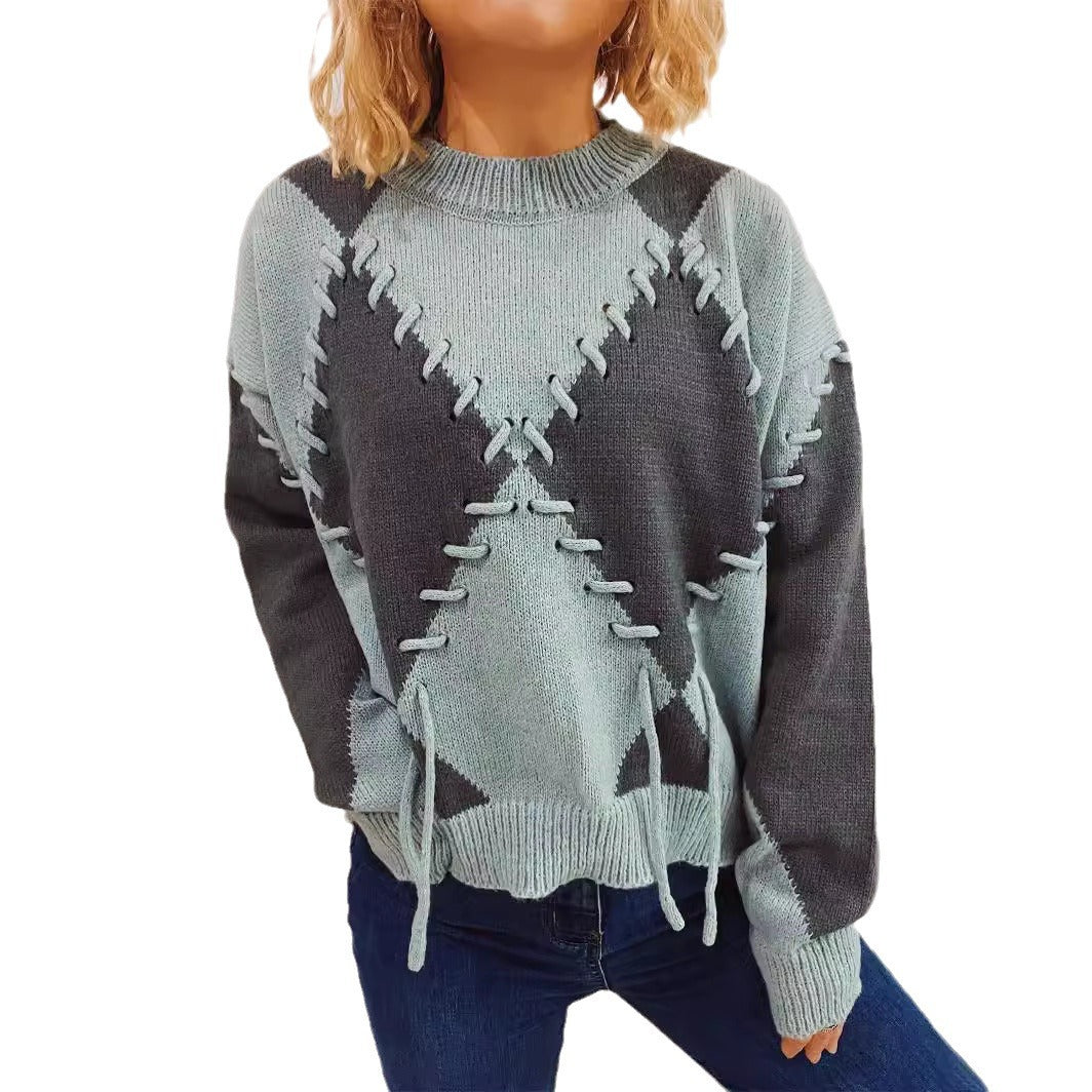 Pull en tricot confortable pour femmes avec un design accrocheur et des détails de lacets modernes Chic und Stil