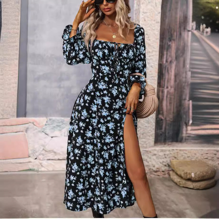 Robe maxi femme avec fente profonde et design floral Chic und Stil
