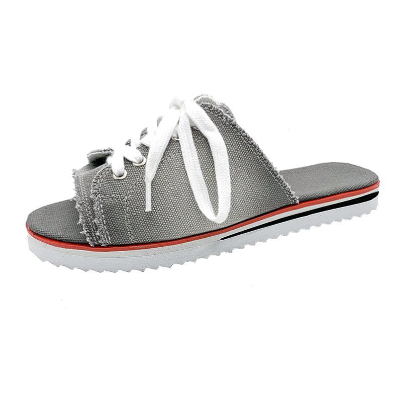Baskets mules décontractées pour femmes avec denim à la mode et laçage pratique Chic und Stil