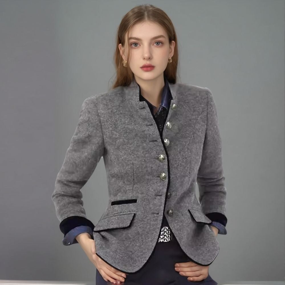 Dames blazer élégant avec boutons décoratifs et tissu texturé Chic und Stil