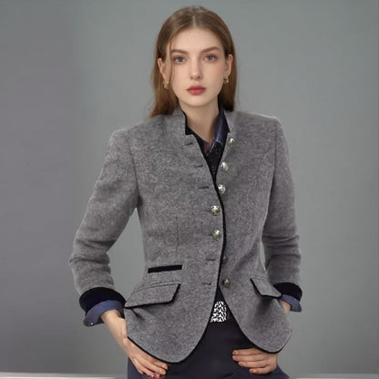 Dames blazer élégant avec boutons décoratifs et tissu texturé Chic und Stil