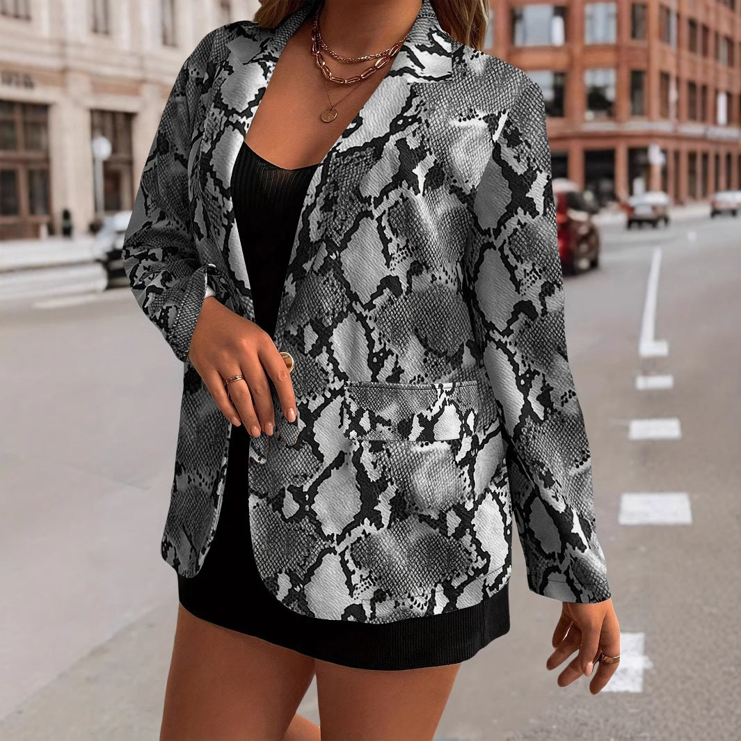 Dames élégant Blazer en design en cuir de serpent Chic und Stil