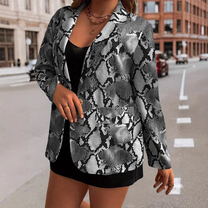 Dames élégant Blazer en design en cuir de serpent Chic und Stil