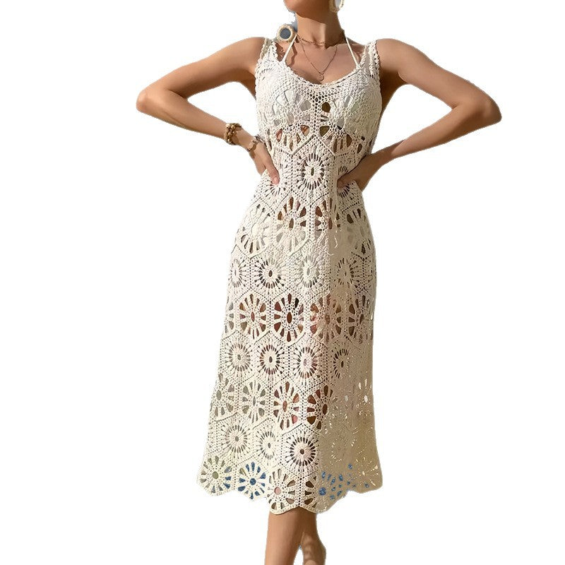 Robe maxi au crochet pour femmes avec des motifs floraux et des détails délicats Chic und Stil