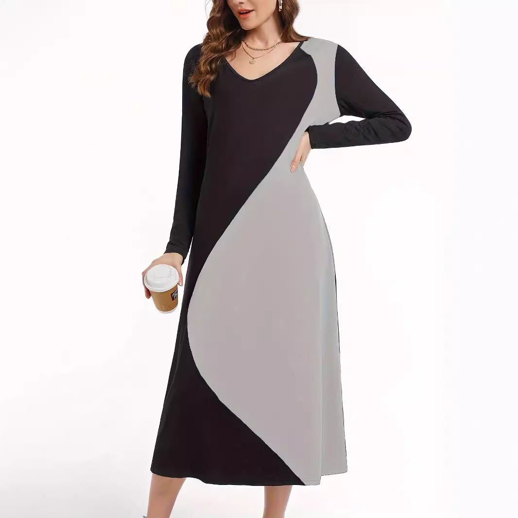 Robe maxi à manches longues pour femmes avec un design géométrique moderne Chic und Stil