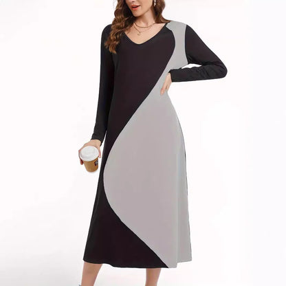 Robe maxi à manches longues pour femmes avec un design géométrique moderne Chic und Stil