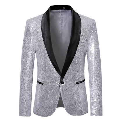 Dames Bl sparkling blazer avec revers noir Chic und Stil