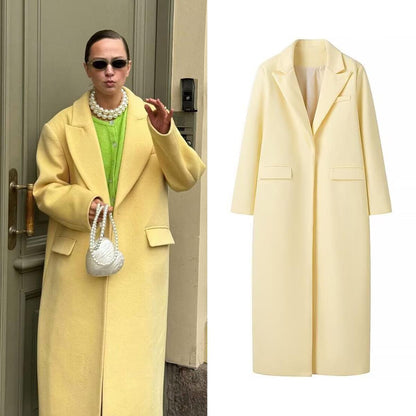 Dames Élégant Blazer-Manteau Surdimensionné avec Revers Profond et Poches Pratiques Chic und Stil