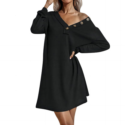Robe à boutons pour dames off-shoulder Chic und Stil