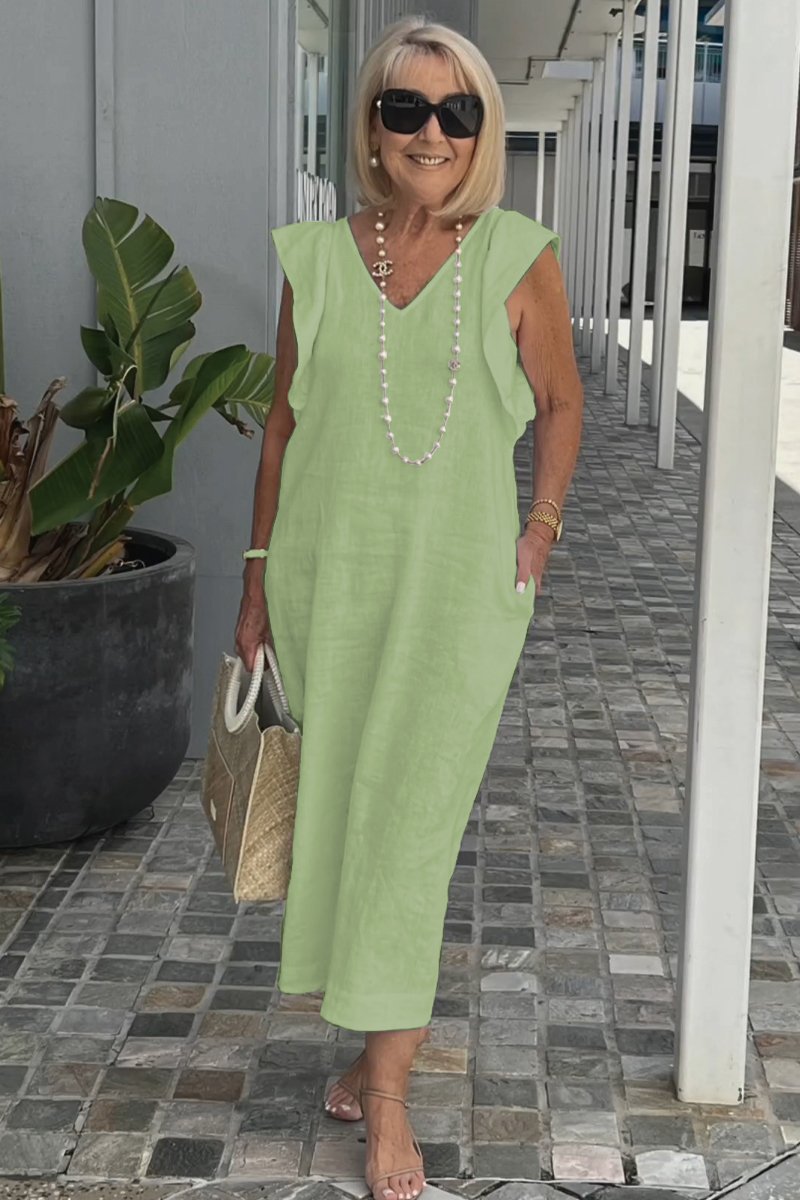 Robe maxi pour femme avec décolleté en V et manches raglan Chic und Stil