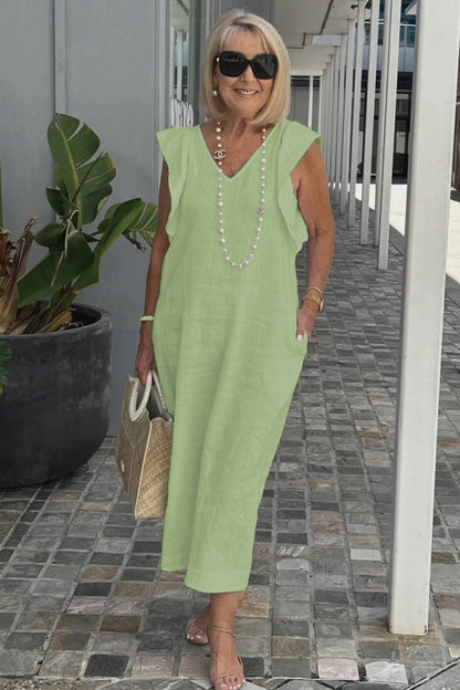 Robe maxi pour femme avec décolleté en V et manches raglan Chic und Stil