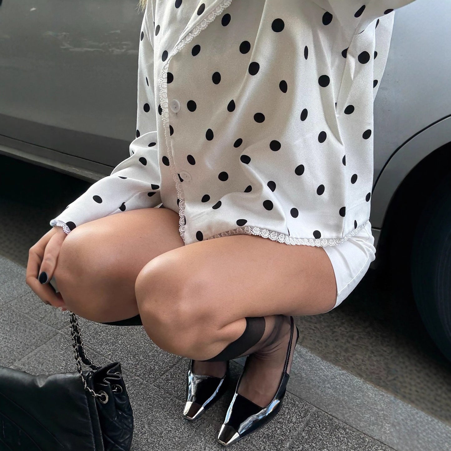 Dames Élégante Blouse à Pois Chic und Stil