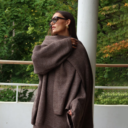 Women High-Quality Knit Set with Loose Top and Casual Palazzo Pants Chic and Style