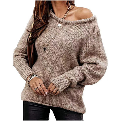 Pull décontracté pour femmes avec un design d'épaule ouverte et un tricot doux Chic und Stil