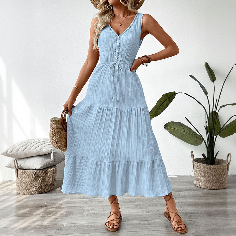 Femme Ceinture à nouer réglable Robe maxi à étages Chic und Stil