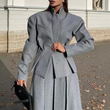 Dames Ensemble blazer et jupe élégant en mélange de laine de haute qualité Chic und Stil