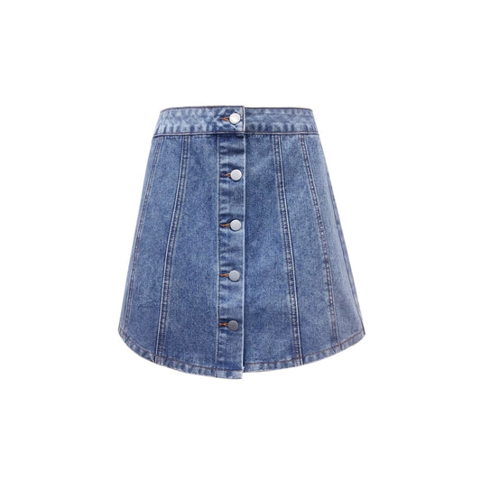 Jupe en jean pour femmes avec détail bouton et ourlet évasé Chic und Stil