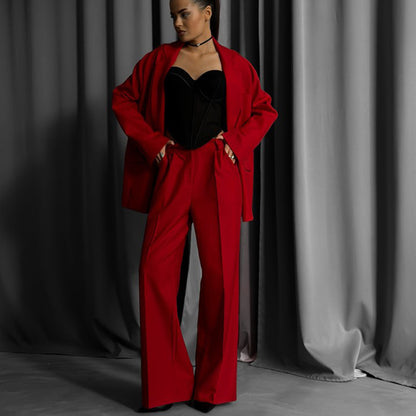 Women Elegant Blazer Set with Wide Pants and Stylish Cut Chic and Style