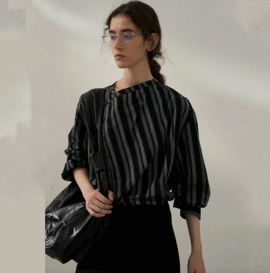 Blouse en coton rayée pour dames Chic und Stil
