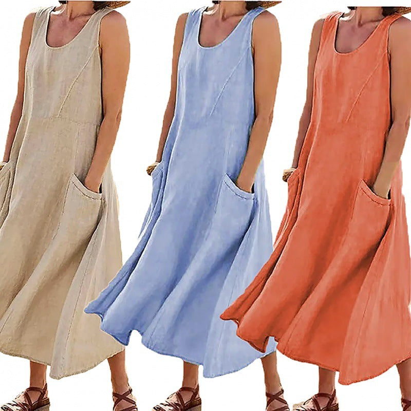 Robe d'été A-line décontractée pour femmes avec poches Chic und Stil