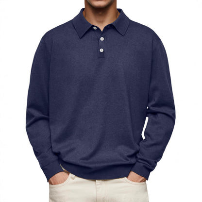 Men's long sleeve polo in soft cotton blend Chic und Stil