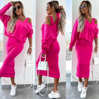 Robe en tricot tendance pour femmes avec un haut court décontracté et une silhouette cintrée Chic und Stil