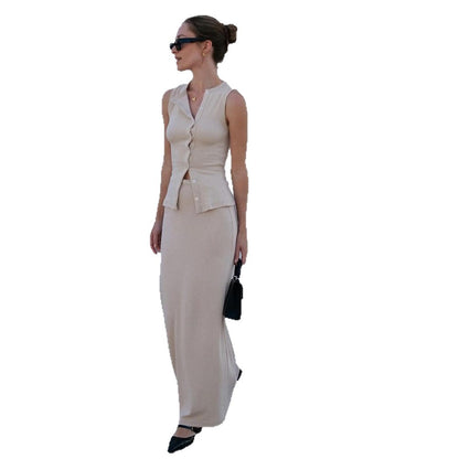 Robe maxi pour femmes avec patte de boutonnage et coupe élégante Chic und Stil