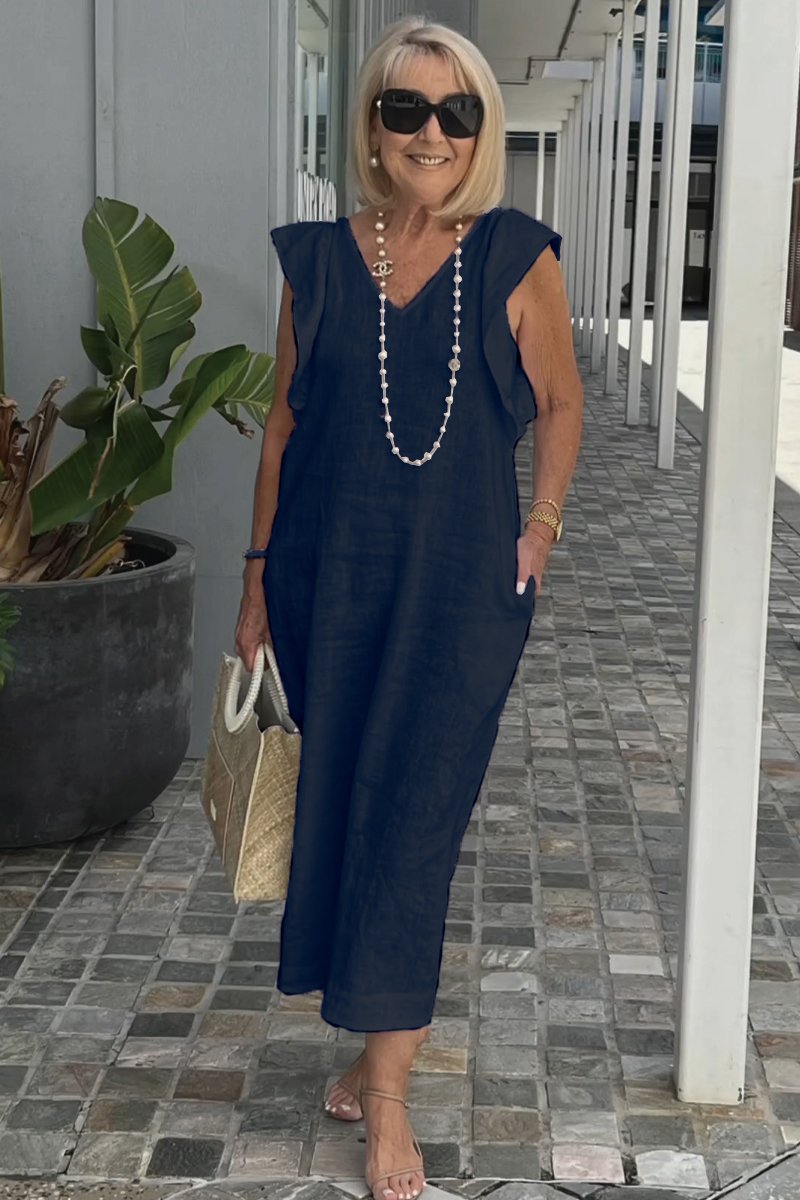 Robe maxi pour femme avec décolleté en V et manches raglan Chic und Stil