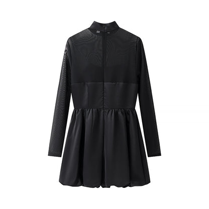 Robe d'inauguration élégante pour femmes avec manches transparentes et col haut Chic und Stil