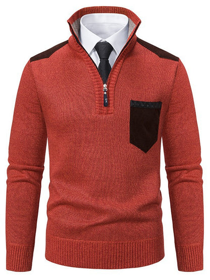 Fashionable men's pullover with short zipper and elegant details Chic and Style