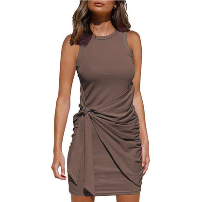 Robe Mini Drapée Tournée Sans Manches Chic und Stil