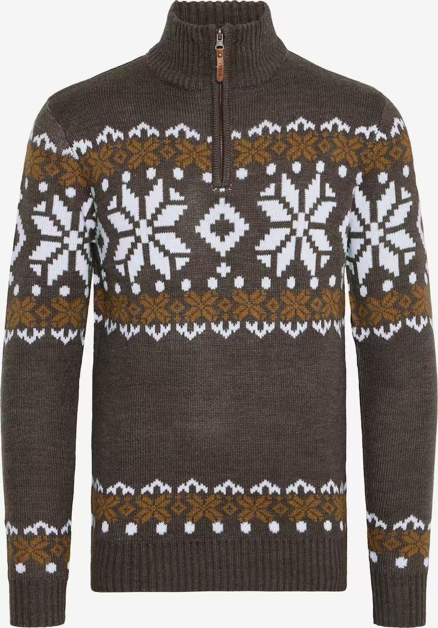 Pull en tricot pour hommes avec demi-fermeture éclair et motif de Noël Chic und Stil
