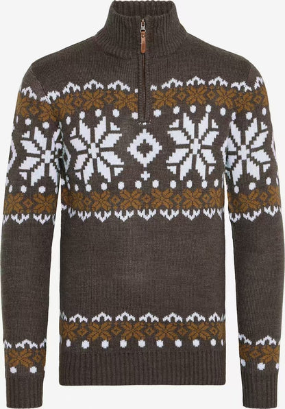Pull en tricot pour hommes avec demi-fermeture éclair et motif de Noël Chic und Stil