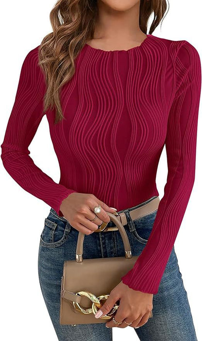 Chemise à manches longues pour femmes avec motif ondulé texturé Chic und Stil