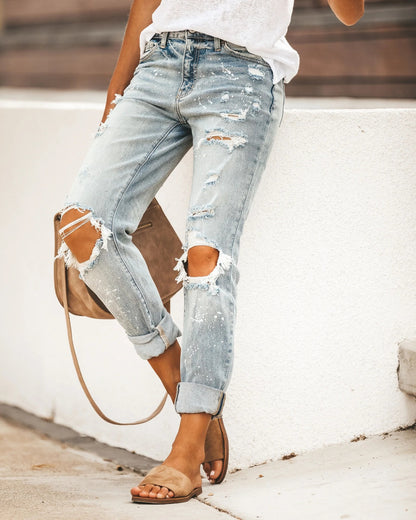Jeans Boyfriend Destroyed pour femmes avec des détails décontractés Chic und Stil